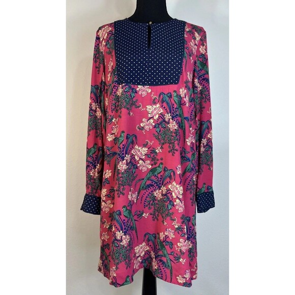 Anthropologie Maeve Birds of Paradise Colorful Mini Dress Size 10 - Picture 1 of 9